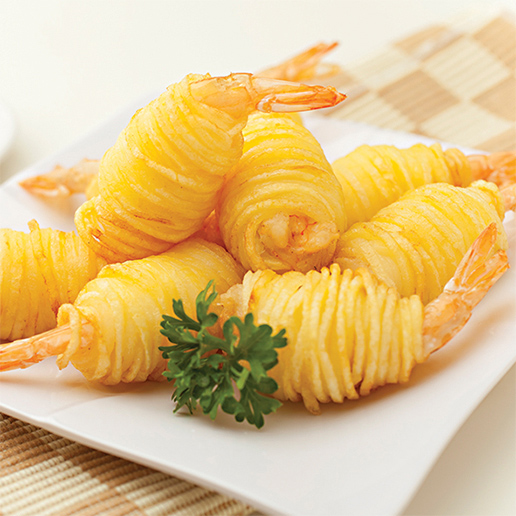 Frozen Potato Wrapped Shrimp